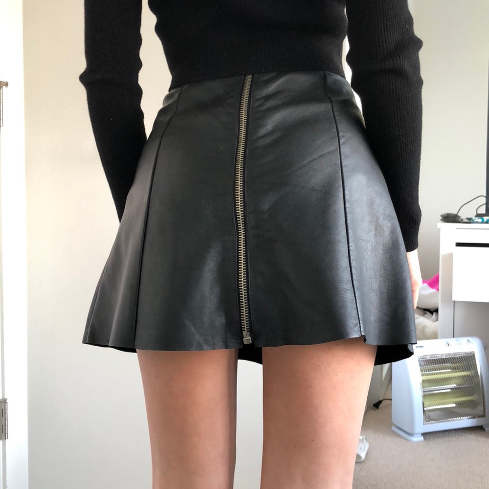 All Saints High Waisted Leather Skirt